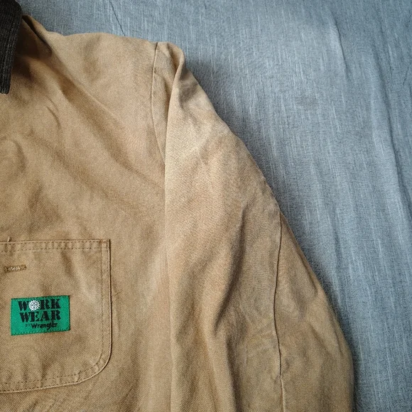 VINTAGE Wrangler Work Wear Jacket Faded Blanket Lined Canvas Chore Coat Street - Picture 5 of 13